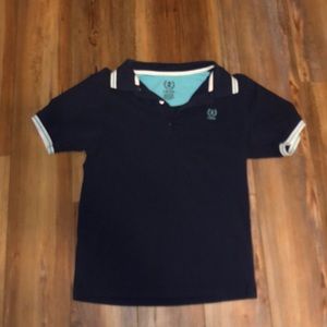 Dark blue and white Collared T Shirt